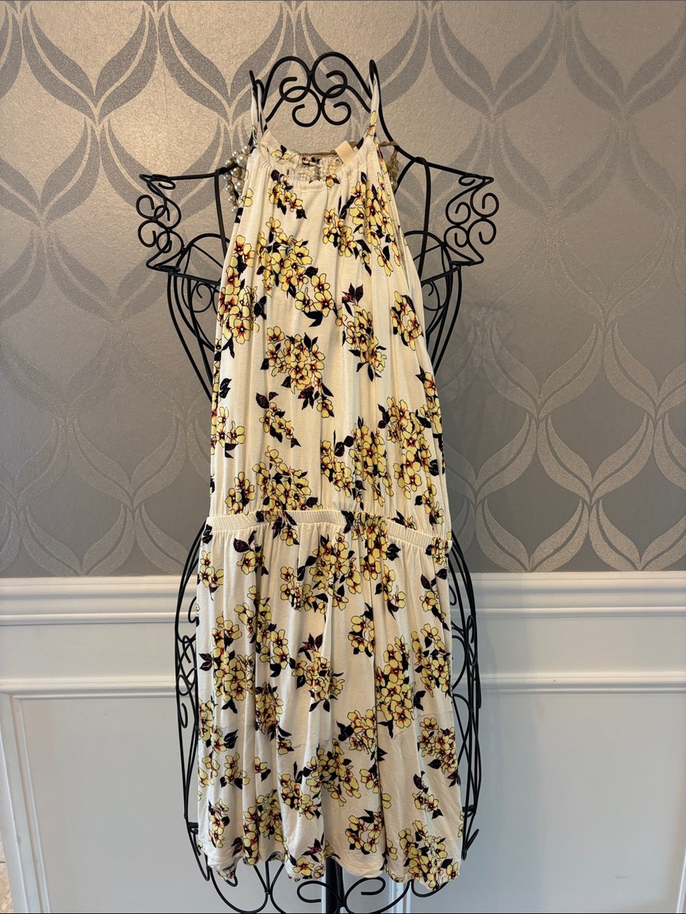 Tucker + Tate White Halter Romper with Yellow Floral Print